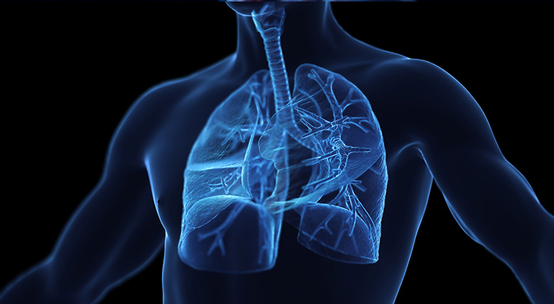A glowing blue picture of lungs might show lung cancer or other breathing problems.