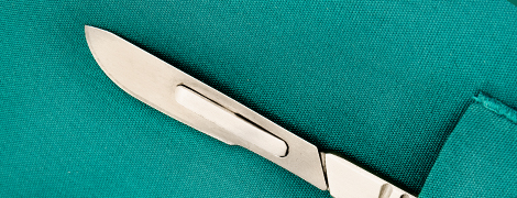 A scalpel in a doctor's pocket.