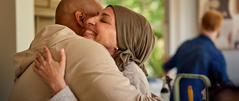 An AHN nurse navigator offering comfort to a patient during his test.