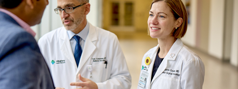  AHN doctor's discussing a patient's breast cancer treatment.