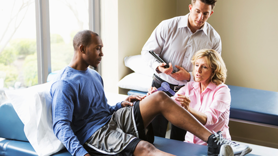 Orthopaedic patient receiving treatment