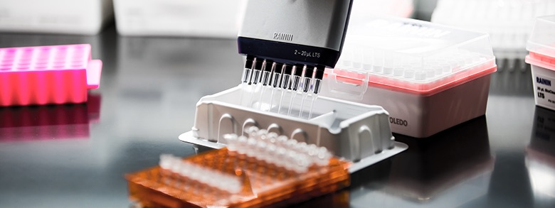 A close up view of lab testing equipment