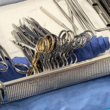 Surgery tools prepped for surgery.